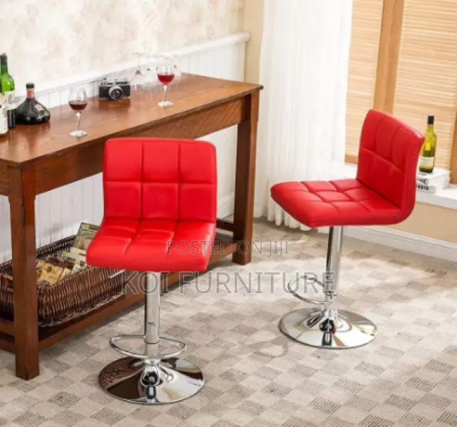 Barstool : Red Faux Leather Swivel Bar Stools