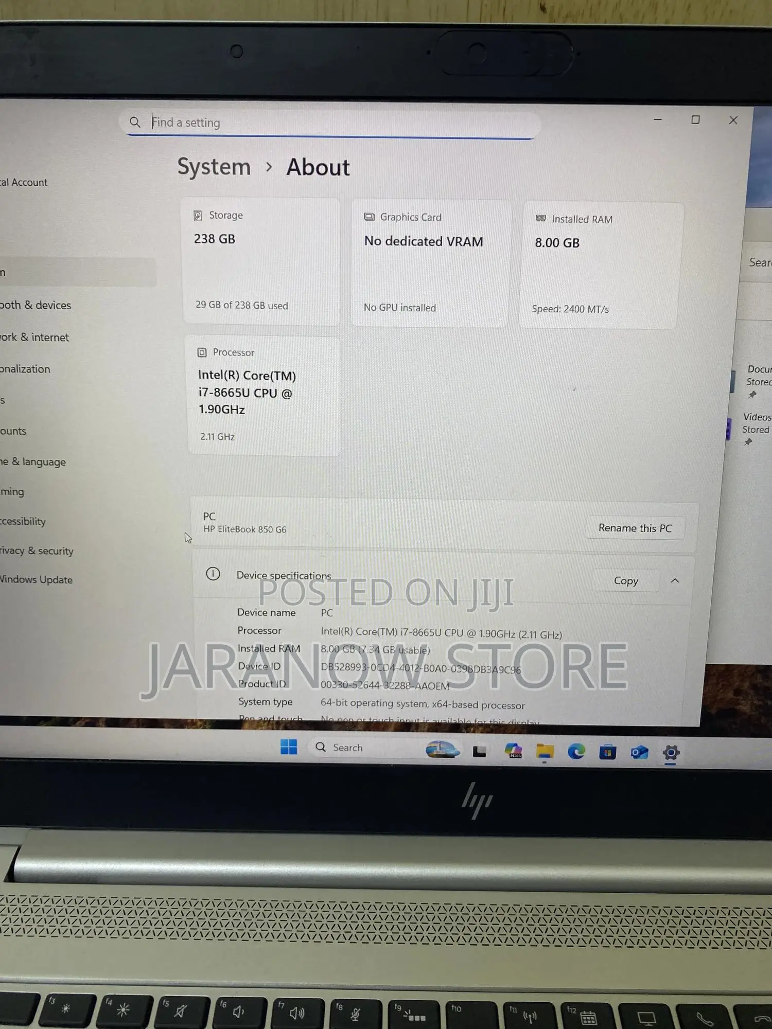 Laptop HP EliteBook 850 G6 8GB Intel SSD 256GB