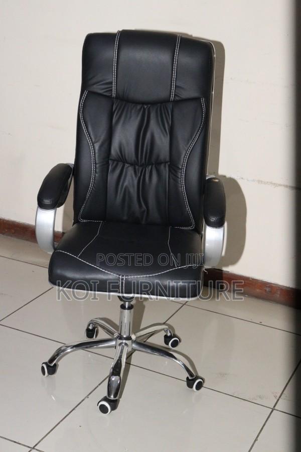 Office Chair : Black Pu Leather High-Back Executive Office Chair - thumbnail 3