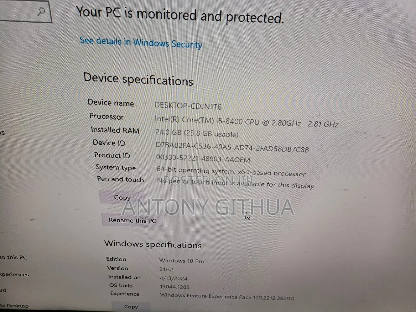 Desktop Computer Dell OptiPlex 3060 24GB Intel Core i5 HDD 2T