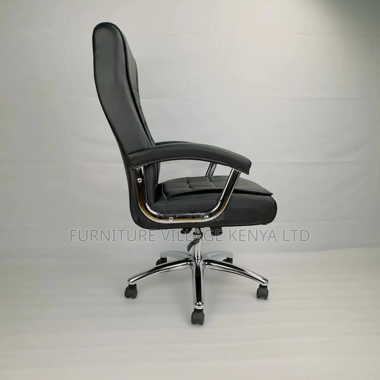 Pu Gray Leather High-Back Computer Chair