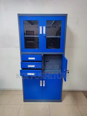 Office Cabinet : Blue and Grey Metallic Office Filing Cabinet