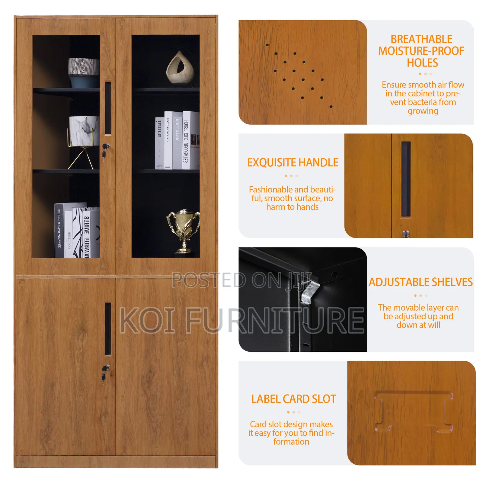 Office Cabinet : Wooden Office Filing Cabinet 2 Door With Full Glass