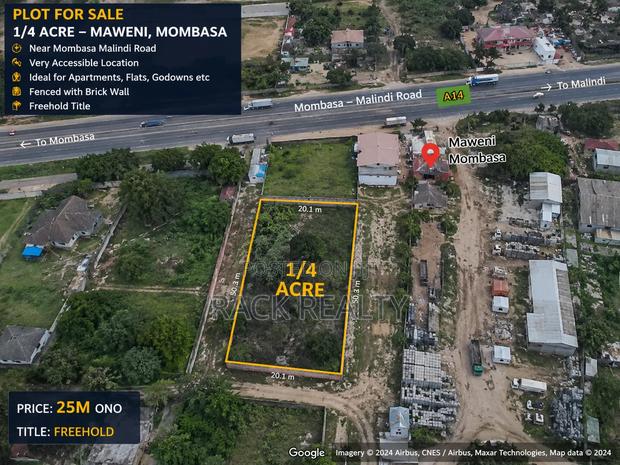 Prime 1/4 Acre Plot For Sale – Maweni, Mombasa
