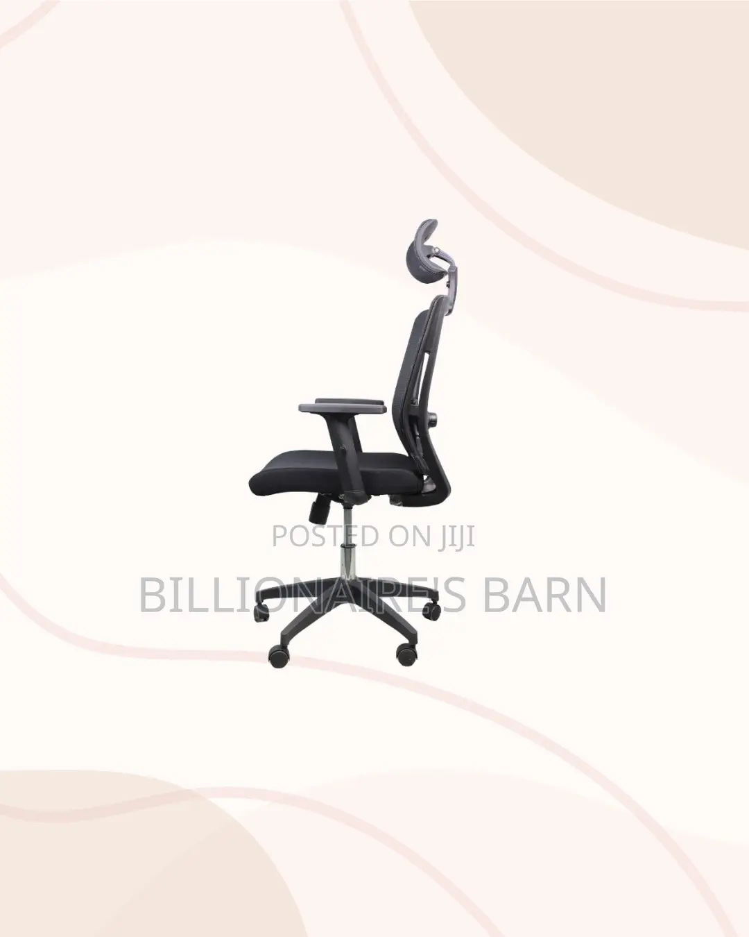 Black Mesh Office Chair Ergonomic Headrest With Nylon Base Kenya Wide