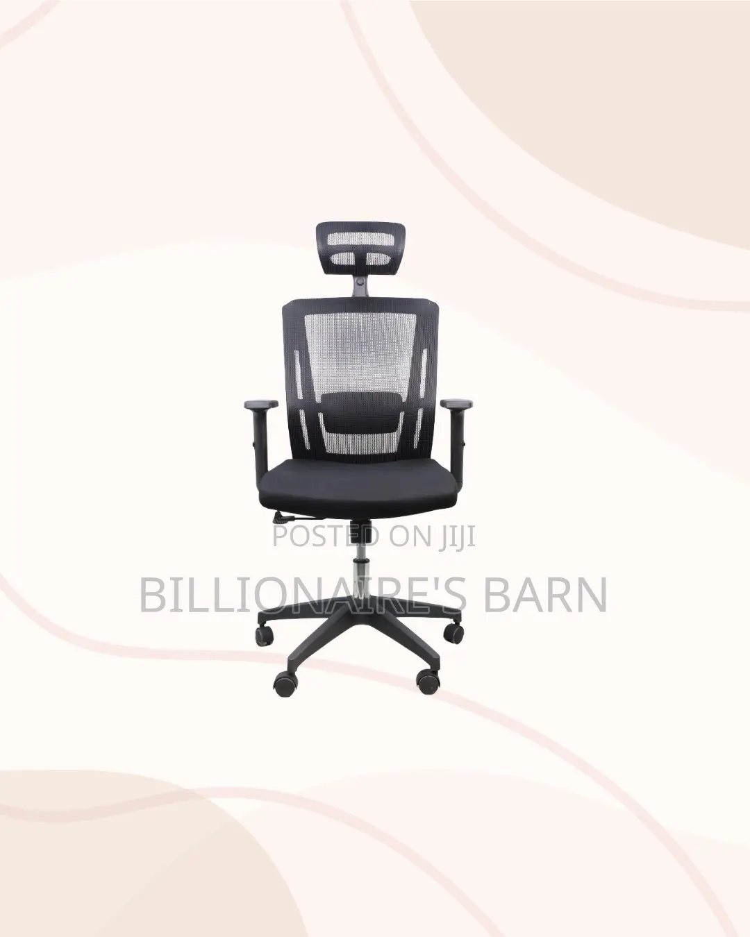 Black Mesh Office Chair Ergonomic Headrest With Nylon Base Kenya Wide