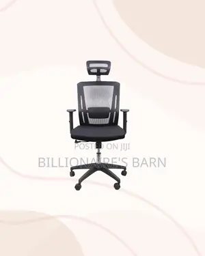 Black Mesh Office Chair Ergonomic Headrest With Nylon Base Kenya Wide