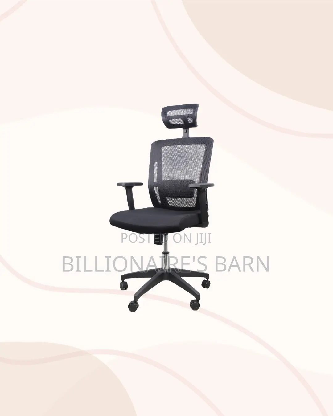 Black Mesh Office Chair Ergonomic Headrest With Nylon Base Kenya Wide