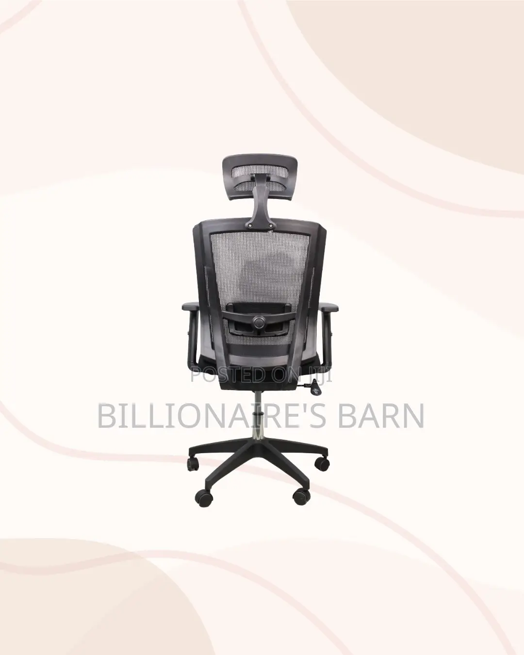 Black Mesh Office Chair Ergonomic Headrest With Nylon Base Kenya Wide