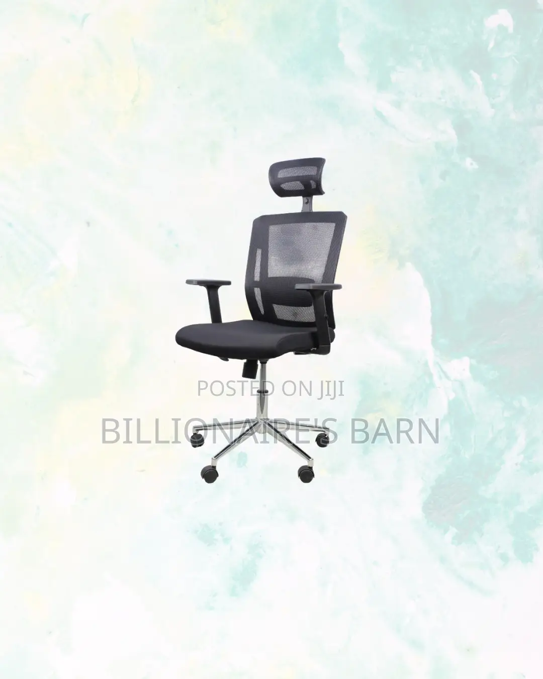High-Quality Black Mesh Office Chair Ergonomic Headrest - Chrome Base