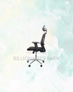 High-Quality Black Mesh Office Chair Ergonomic Headrest - Chrome Base