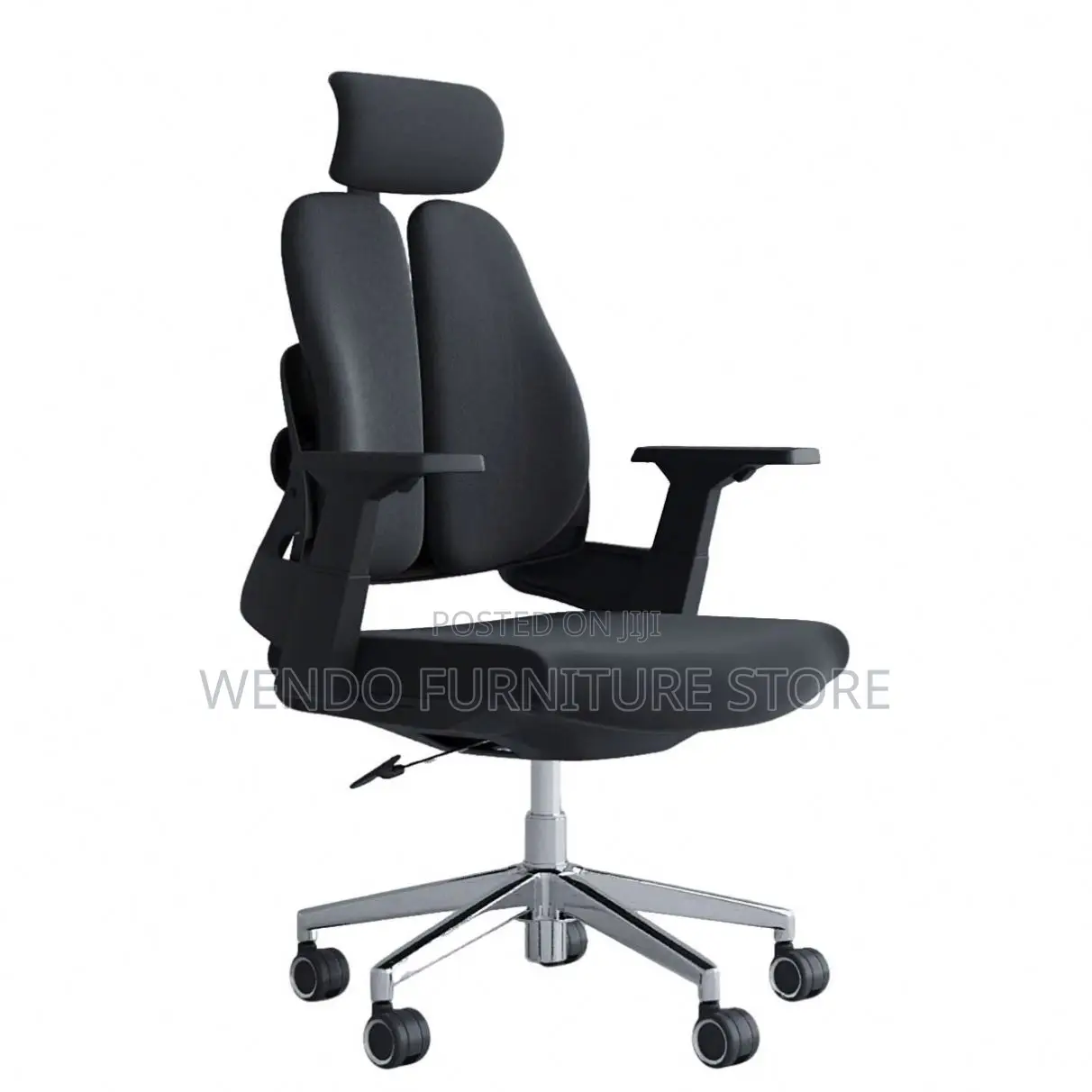 Office Chair : Modern Black Dual-Backrest Ergonomic Office Chair