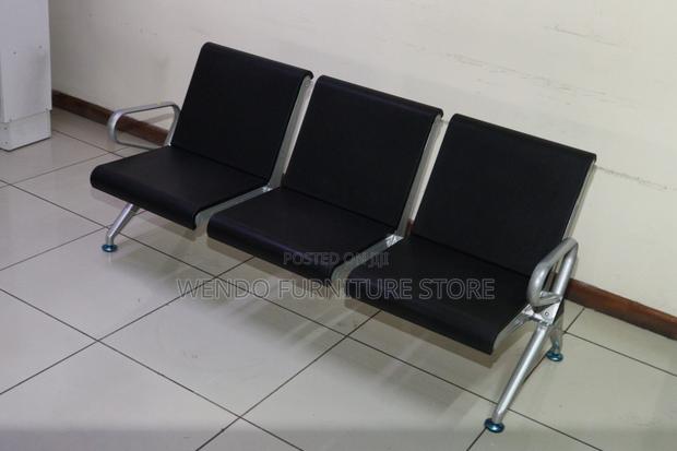 Office Bench : Black 3-Seater Metallic Waiting Bench, - thumbnail 8