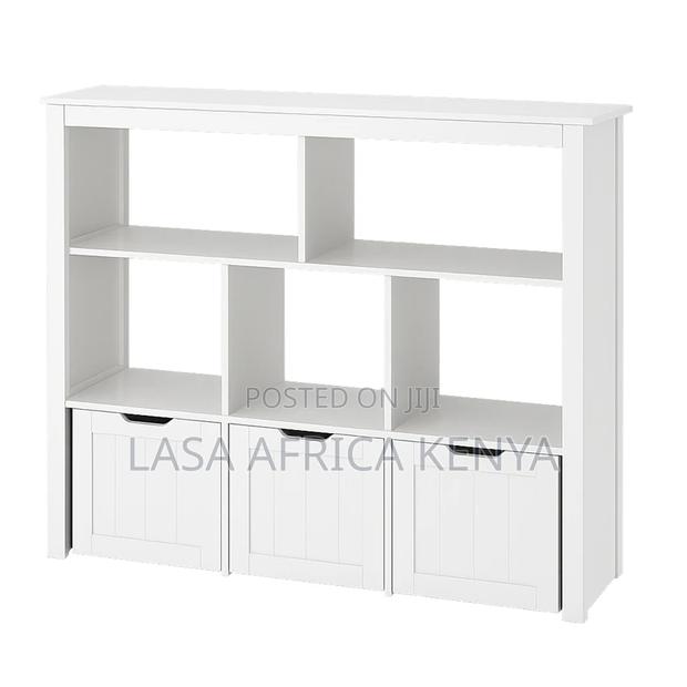 Lasa White Wooden Organiser Shelf - 6 Open Comp.