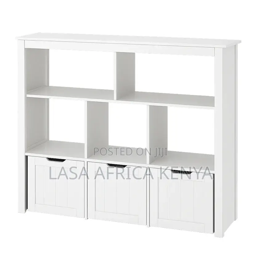 Lasa White Wooden Organiser Shelf - 6 Open Comp.