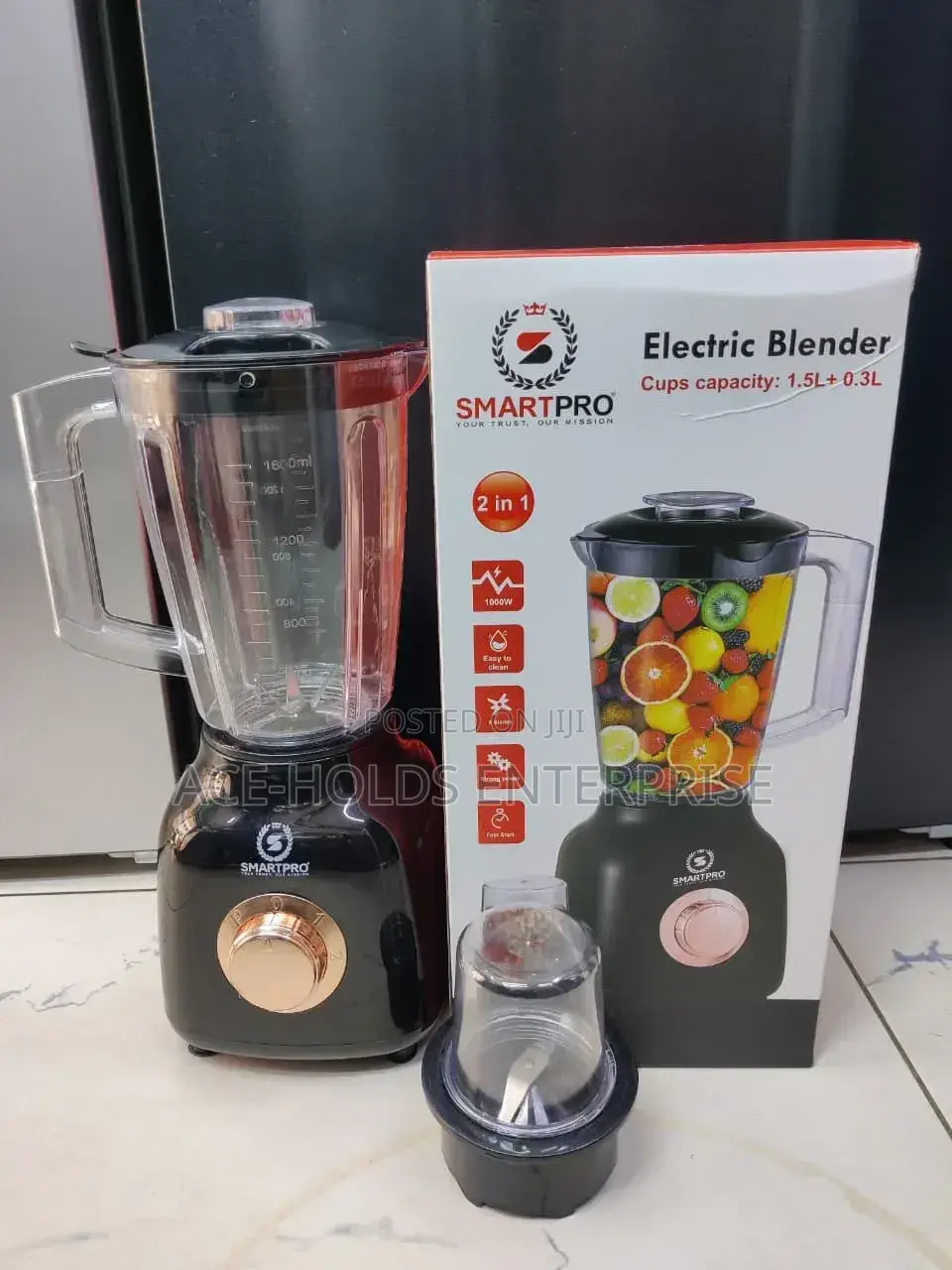 1.5l Jug, 0.3l Grinder Cup - Smartpro Blender SBL 853b 2in1 - 1000w