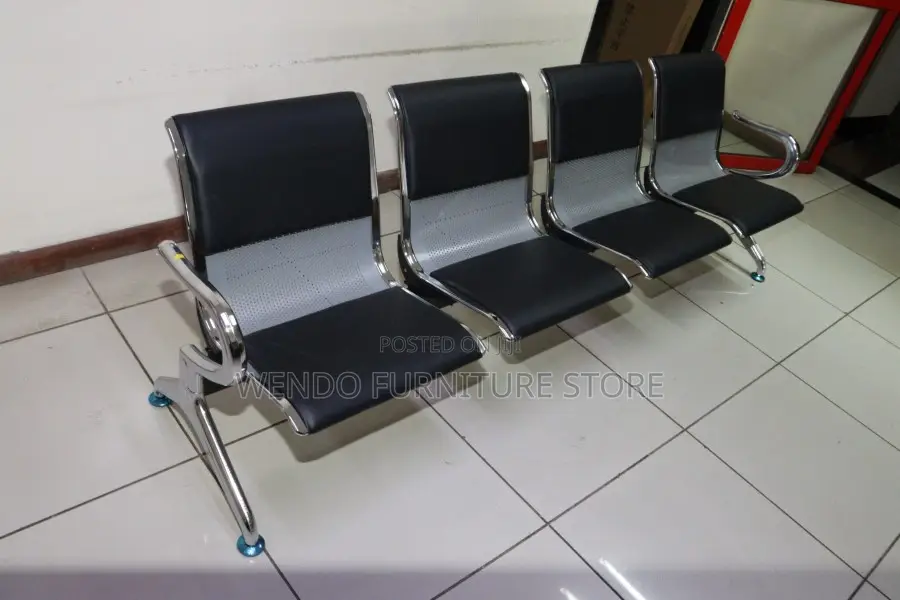 Office Bench : L12 Four-Link Metal Waiting Bench With Padded Seat