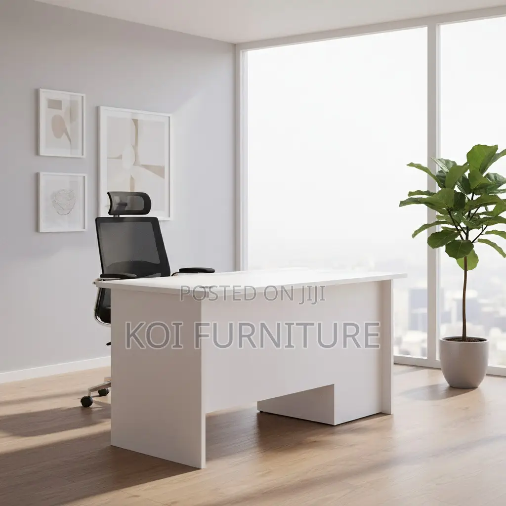 Office Desk; 1.4 Meters White Melanine Executive Office Desk