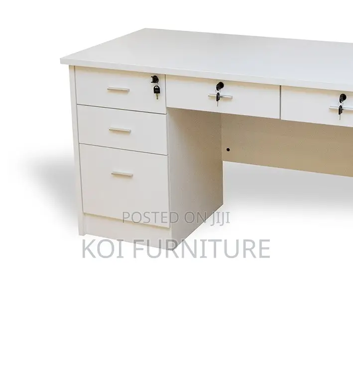 Office Desk; 1.4 Meters White Melanine Executive Office Desk
