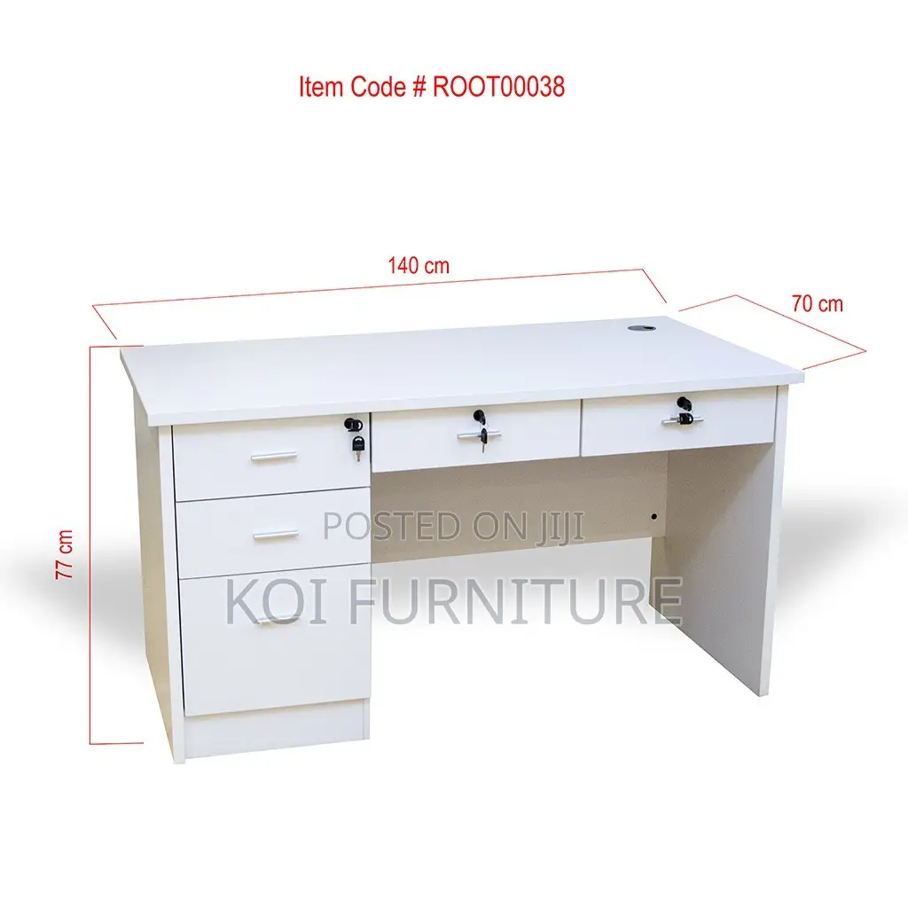Office Desk; 1.4 Meters White Melanine Executive Office Desk