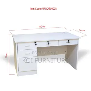 Office Desk; 1.4 Meters White Melanine Executive Office Desk