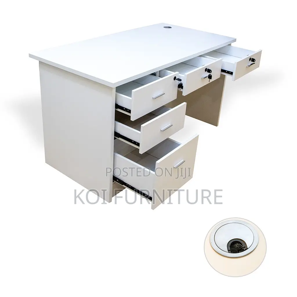 Office Desk; 1.4 Meters White Melanine Executive Office Desk