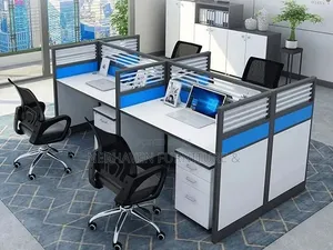 4 Way Workstation With Movable Drawers - Team Office Furniture