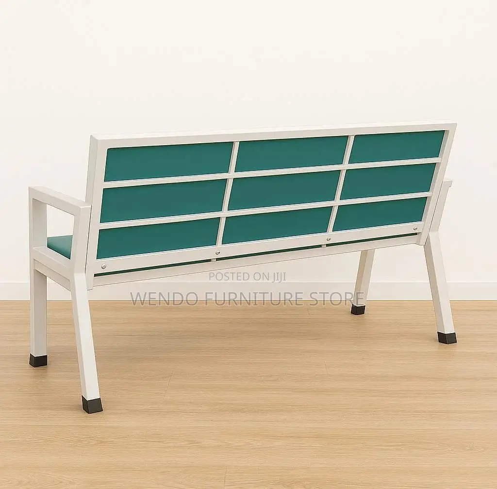 Office Bench : Q12 Green and White 3-Seater Waiting Bench