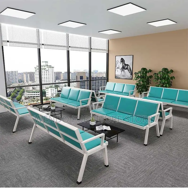 Office Bench : Q12 Green and White 3-Seater Waiting Bench