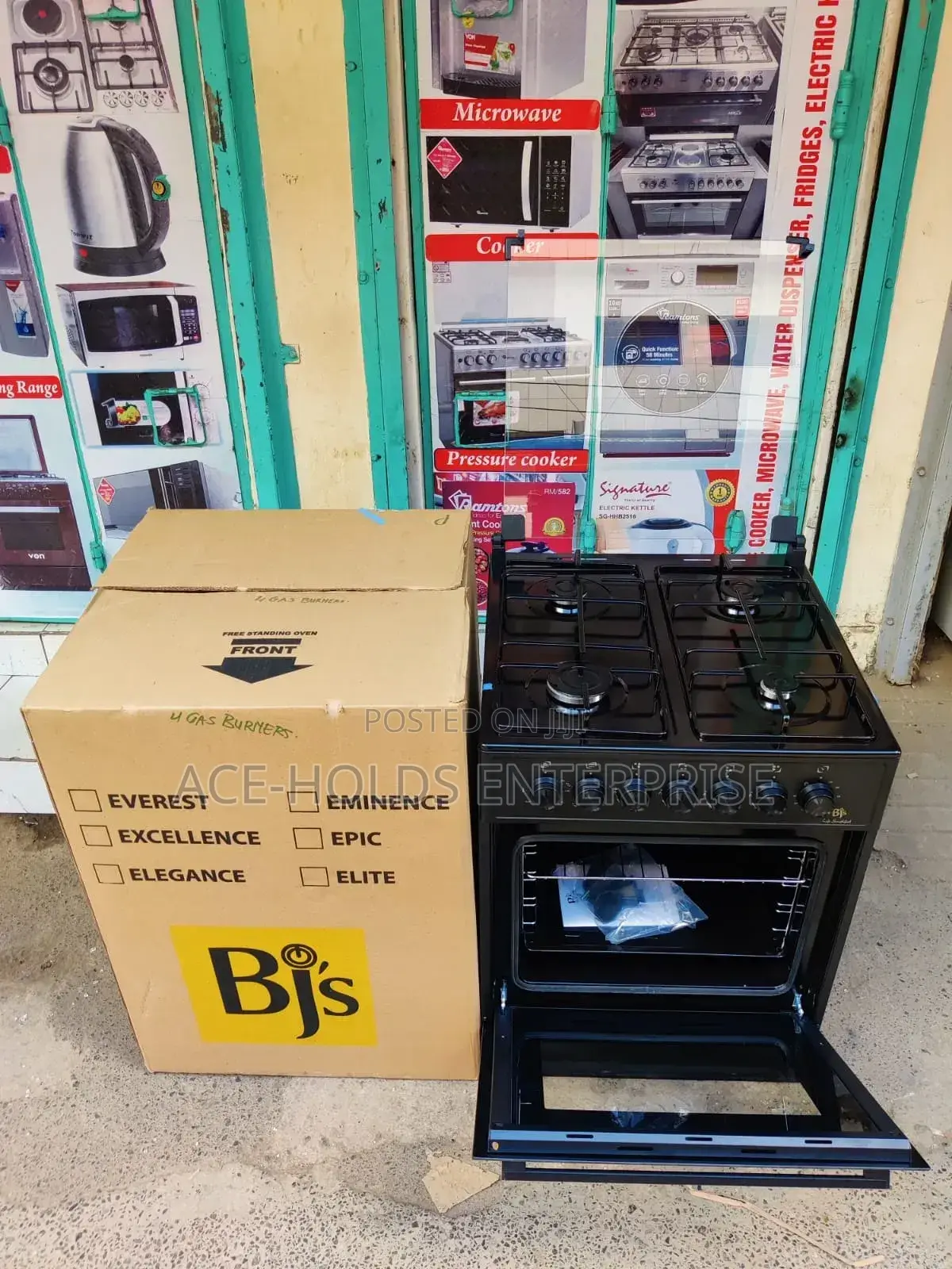 BJS Gas Cooker 60×60 All 4 Gas Burners/ Electric Oven - Bj60604g