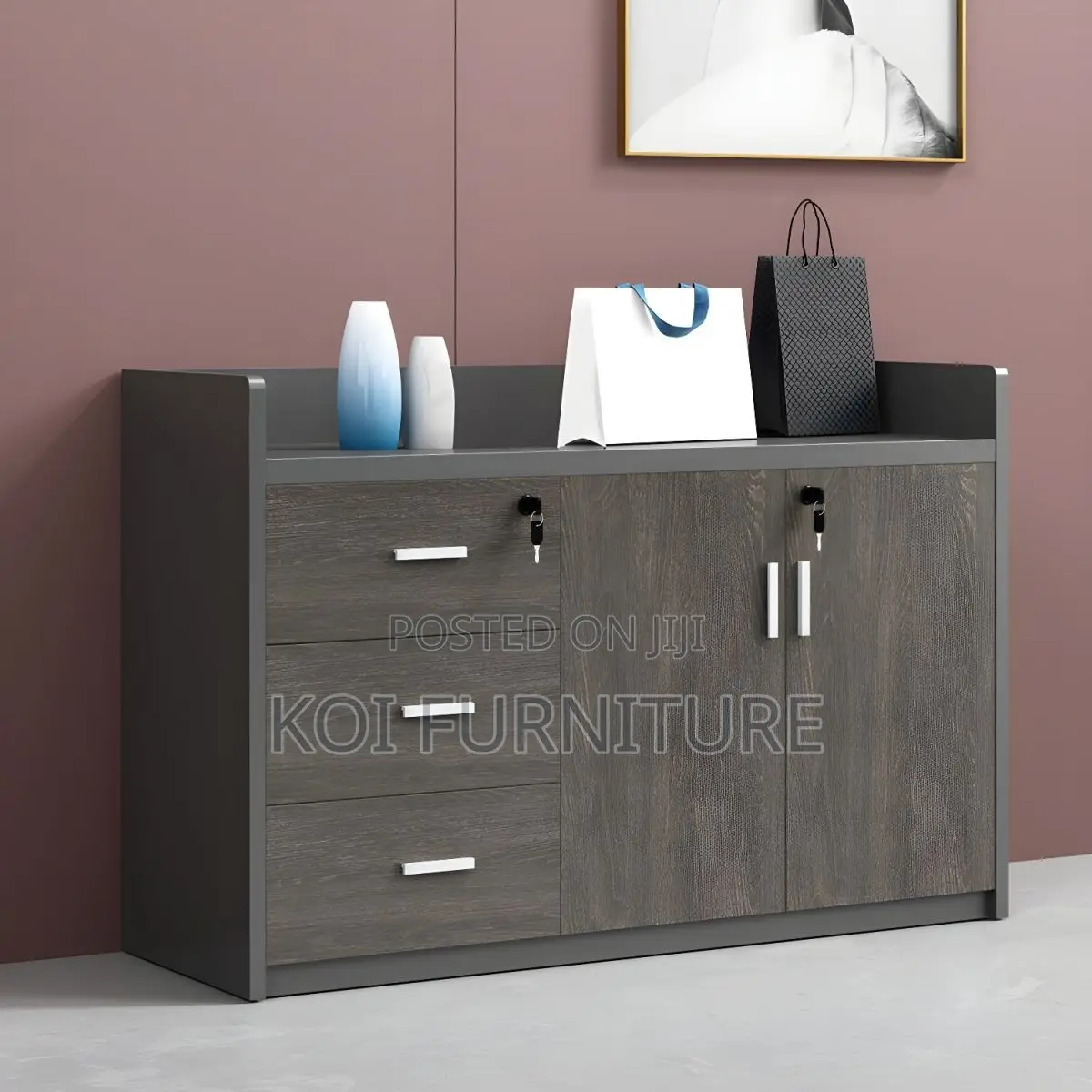 Office Cabinet; Executive Filing Credenza Cabinet With 3 Doors