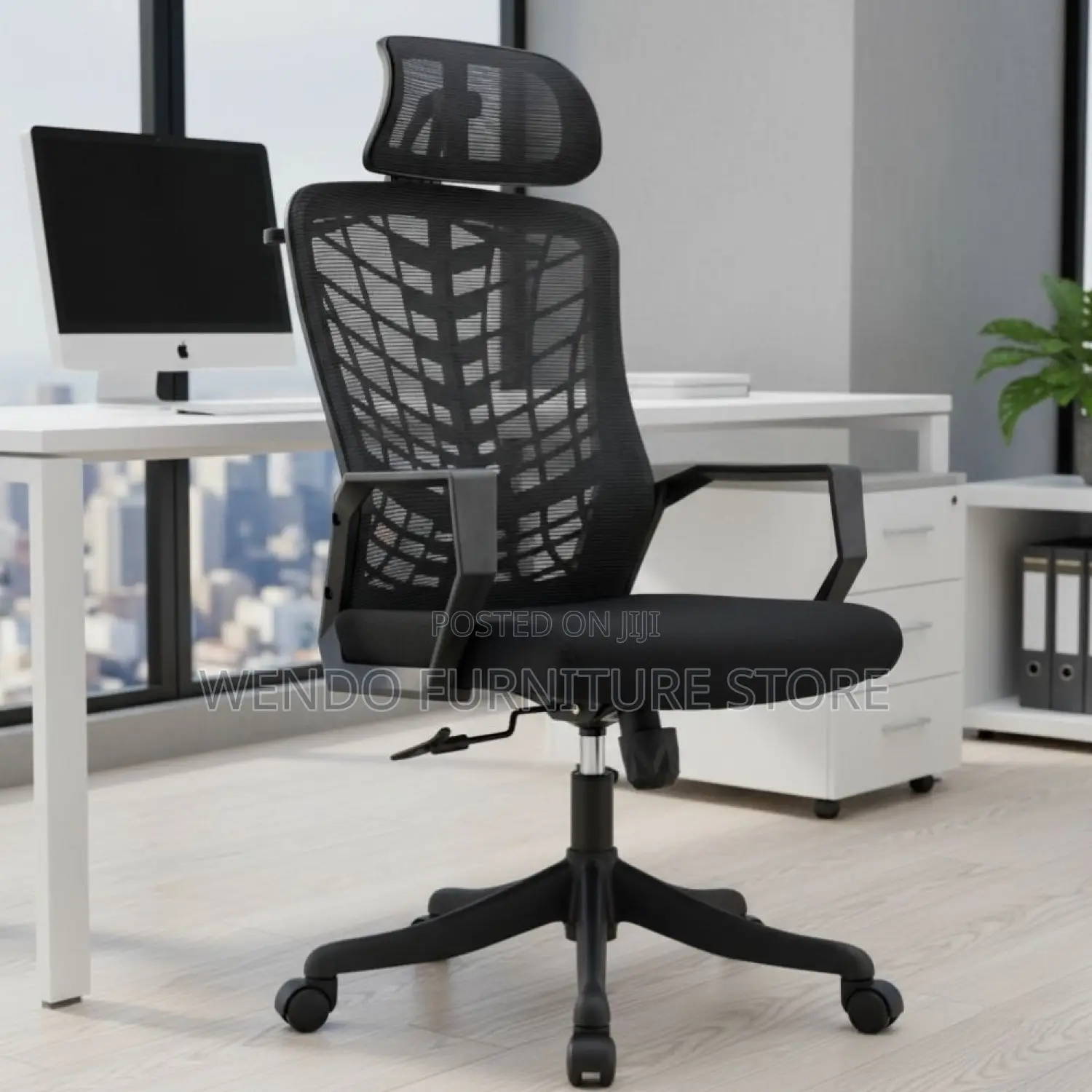 Office Chair : Black Mesh High-Back Ergonomic Office Chai