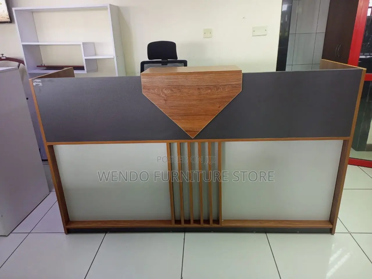 Office Desk : 2m Modern Reception Desk - Wood-Accented Front Panel