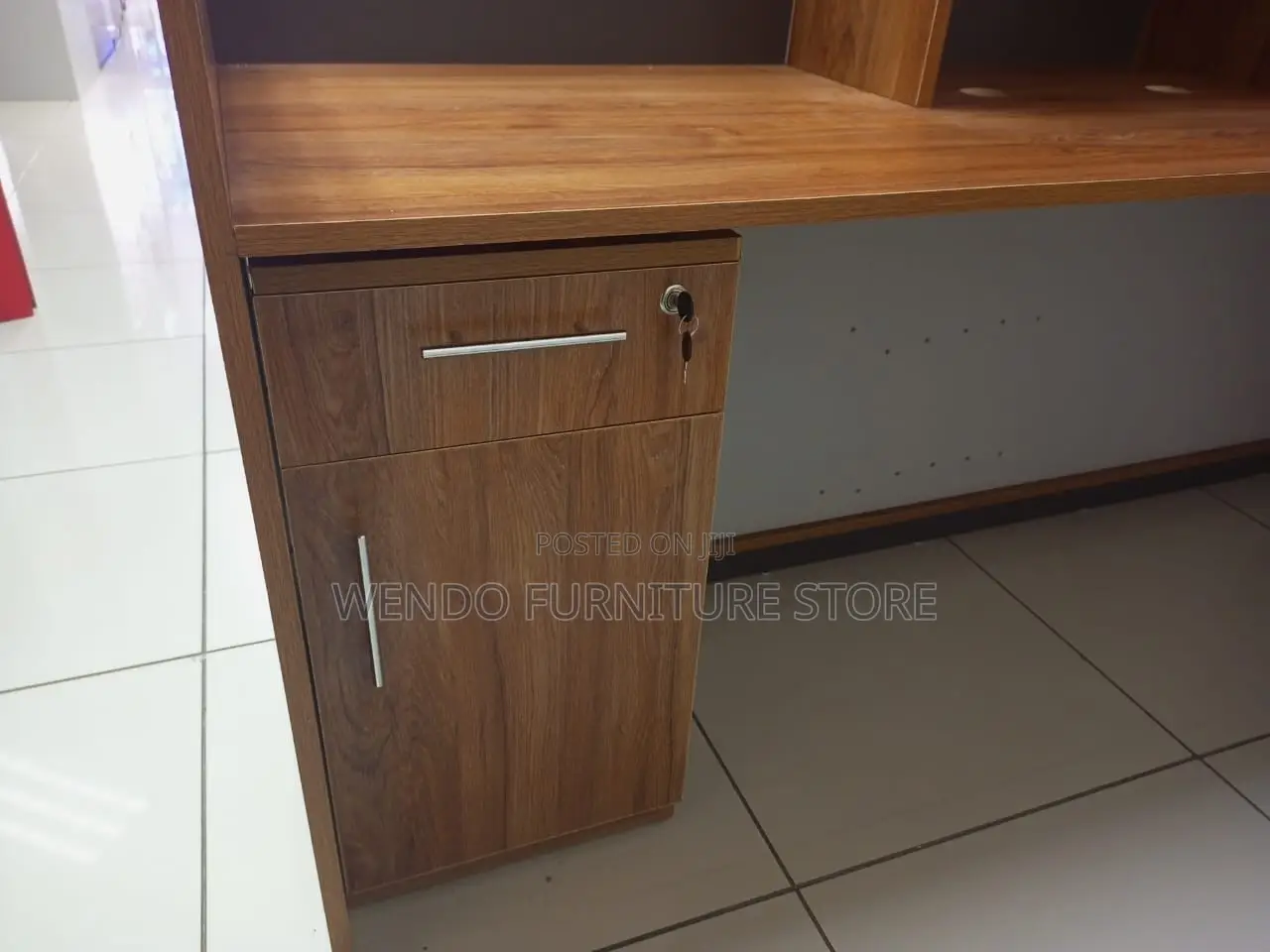Office Desk : 2m Modern Reception Desk - Wood-Accented Front Panel