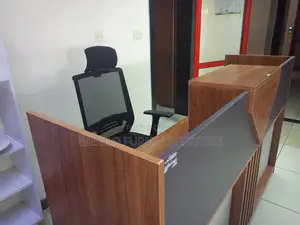 Office Desk : 2m Modern Reception Desk - Wood-Accented Front Panel