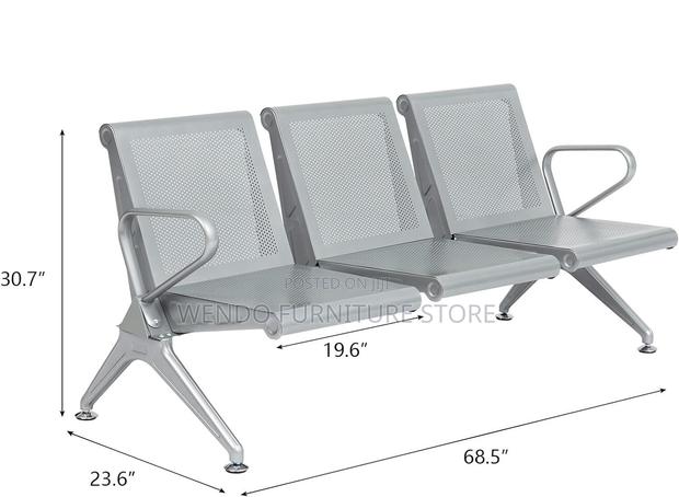 Office Bench : 3-Link Metallic Waiting Bench With Perforated Seats - thumbnail 3