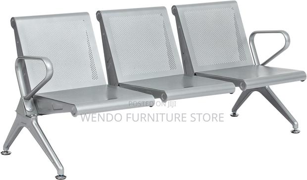Office Bench : 3-Link Metallic Waiting Bench With Perforated Seats - thumbnail 4