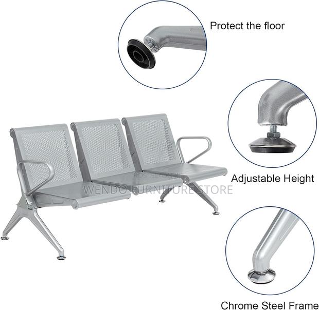 Office Bench : 3-Link Metallic Waiting Bench With Perforated Seats - thumbnail 5