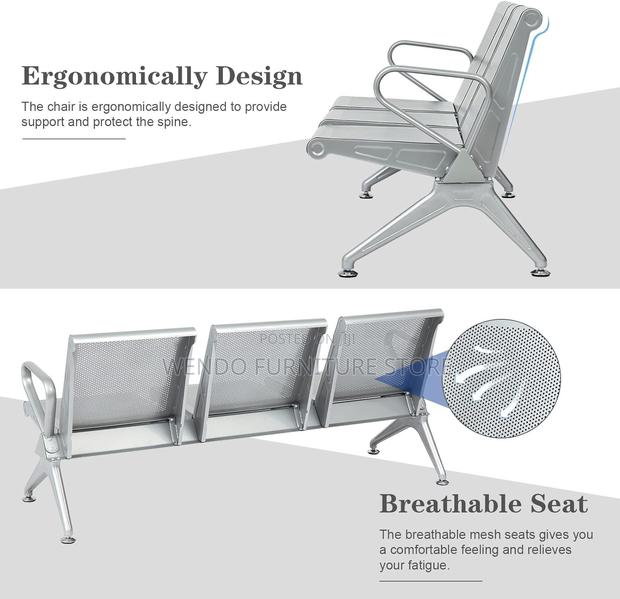 Office Bench : 3-Link Metallic Waiting Bench With Perforated Seats - thumbnail 6