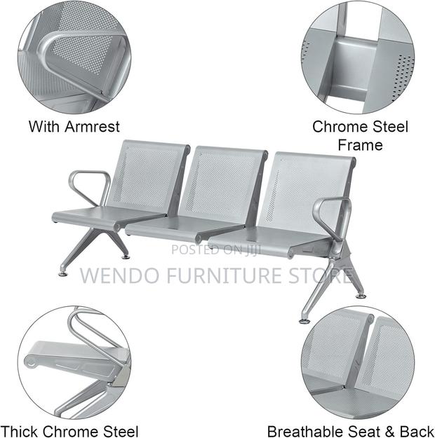 Office Bench : 3-Link Metallic Waiting Bench With Perforated Seats - thumbnail 7
