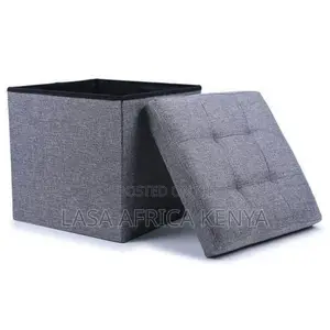 Lasa 38cm Grey Foldable Storage Ottoman Cube - Foam Material Blend