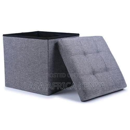 Lasa 38cm Grey Foldable Storage Ottoman Cube - Foam Material Blend