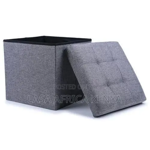 Lasa 38cm Grey Foldable Storage Ottoman Cube - Foam Material Blend