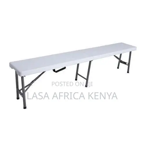 Lasa 183cm Folding Bench - White Plastic, Portable, Weather-Resistant,