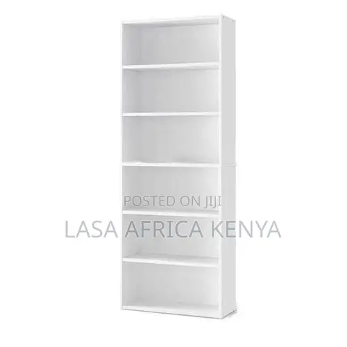 6-Shelf Bookcase - White Wooden Storage, 31.7x23.8x9.2cm, Easy Assembl