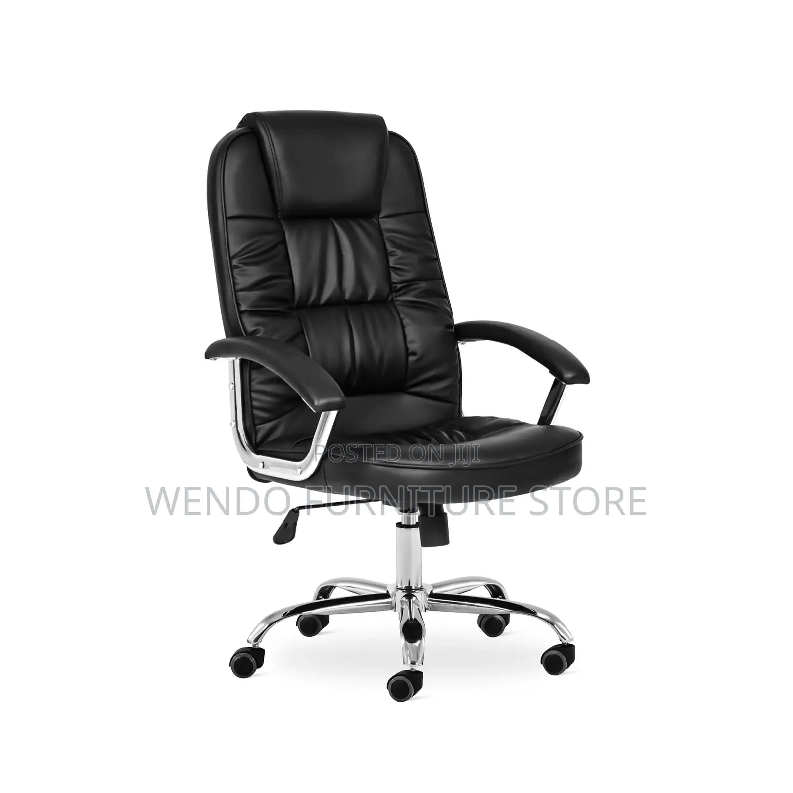 Office Chair : Black High-Back Leather Executive Office Chair
