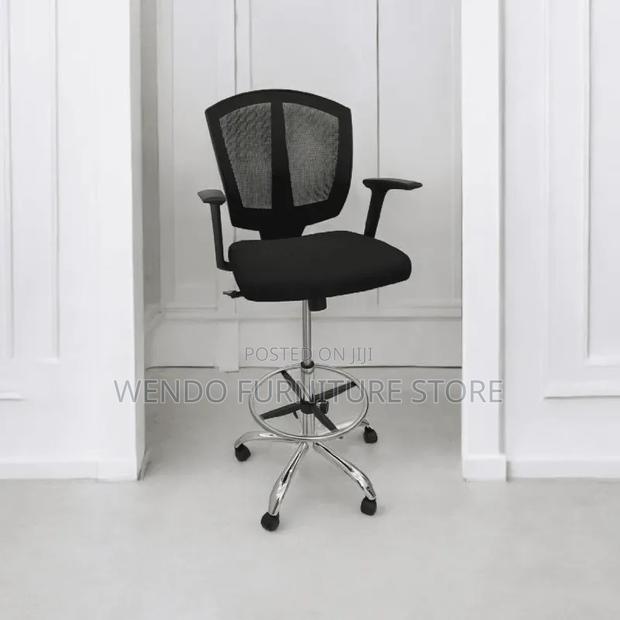 Office Chair : Lorell Drafting Chair With a Black Mesh Back, - thumbnail 2