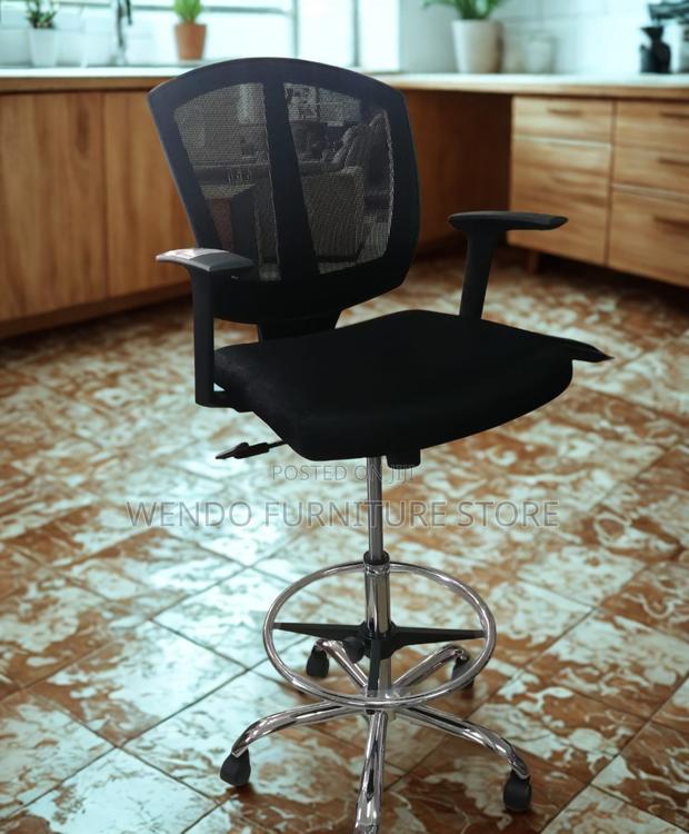Office Chair : Lorell Drafting Chair With a Black Mesh Back, - thumbnail 9