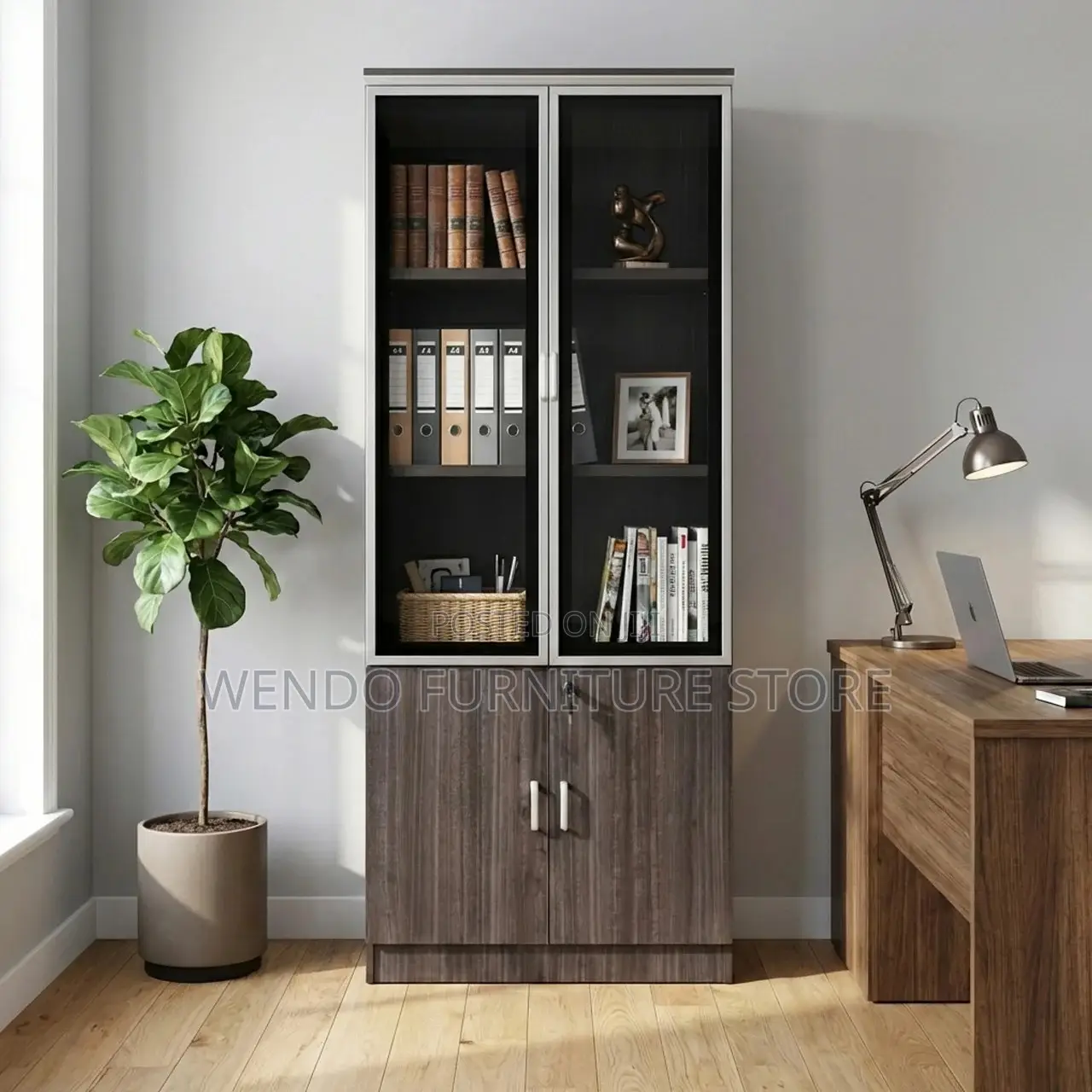 Office Cabinet : Dark Mahogany Wooden Office Storage Cabinet