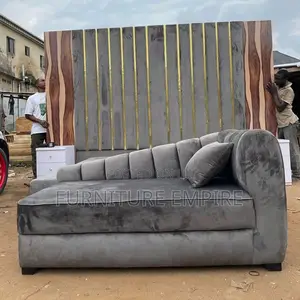 Modern Gray Velvet Chaise Lounge